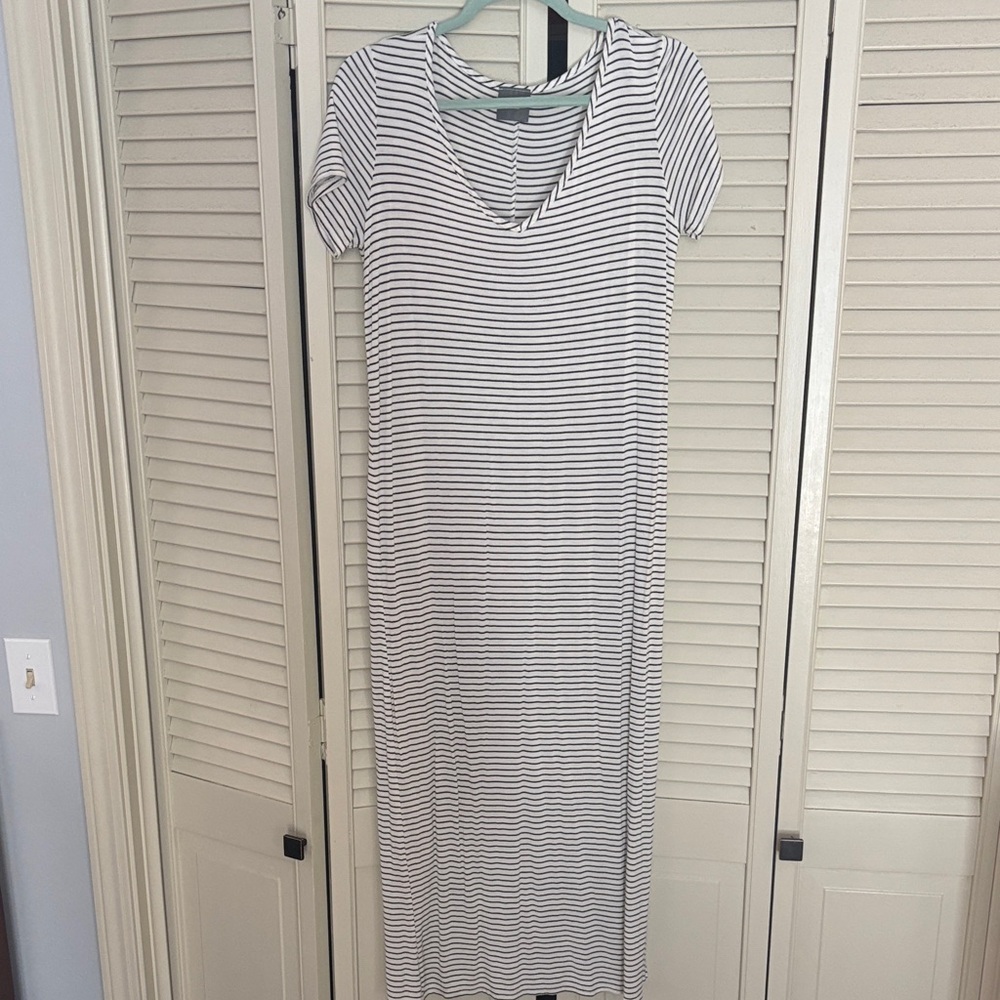 Olivia Rae Black and White Striped Maxi Dress